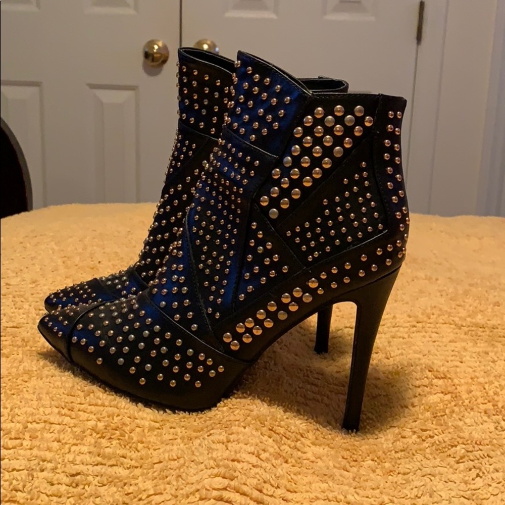 black w/ gold rhinestone booties